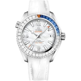Omega Seamaster Planet Ocean 600M 39,5 mm, oro bianco su cinturino in pelle con rivestimento interno in caucciù 215.58.40.20.05.001