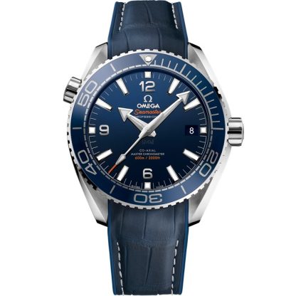 Omega Seamaster Planet Ocean 600M 43,5 mm, acciaio su cinturino in pelle con rivestimento interno in caucciù 215.33.44.21.03.001