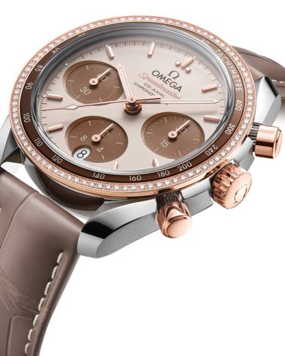 Omega Speedmaster 38 38 mm, acciaio-oro Sedna™ su cinturino di pelle 324.28.38.50.02.002 - immagine 3