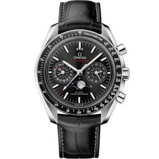 Omega Speedmaster Fasi lunari 44,25 mm, acciaio su cinturino di pelle 304.33.44.52.01.001