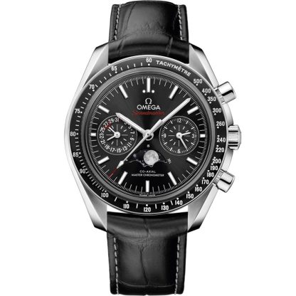 Omega Speedmaster Fasi lunari 44,25 mm, acciaio su cinturino di pelle 304.33.44.52.01.001