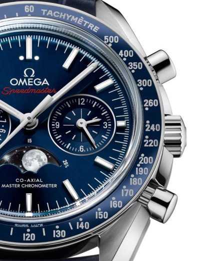 Omega Speedmaster Fasi lunari 44,25 mm, acciaio su cinturino di pelle 304.33.44.52.03.001 - immagine 3
