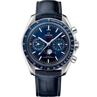 Omega Speedmaster Fasi lunari 44,25 mm, acciaio su cinturino di pelle 304.33.44.52.03.001