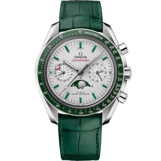 Omega Speedmaster Fasi lunari 44,25 mm, platino su cinturino di pelle 304.93.44.52.99.003