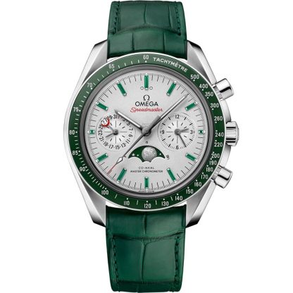 Omega Speedmaster Fasi lunari 44,25 mm, platino su cinturino di pelle 304.93.44.52.99.003