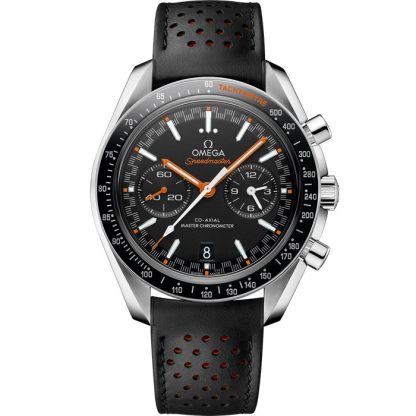 Omega Speedmaster Racing 44,25 mm, acciaio su cinturino di pelle 329.32.44.51.01.001