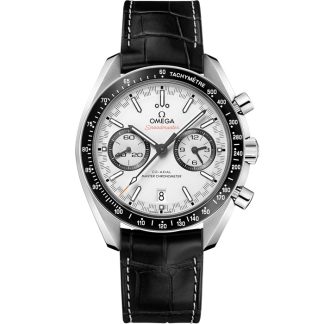 Omega Speedmaster Racing 44,25 mm, acciaio su cinturino di pelle 329.33.44.51.04.001