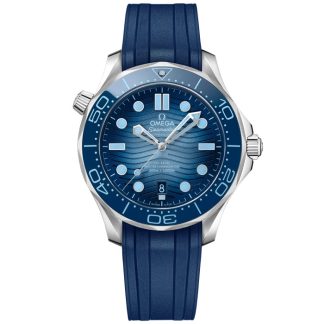 Omega Summer Blue Seamaster Diver 300M 42 mm, acciaio su cinturino in caucciù 210.32.42.20.03.002